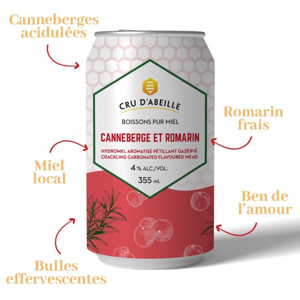 canneberge et romarin, produit canadien de Cru d'Abeillle